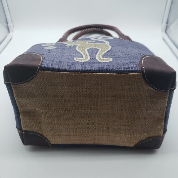 Denim Canvas Straw Cat Hearts Drawstring Purse or Hand Bag - Picture 2 of 9